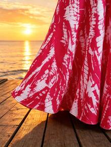 GlowEve Damen elegante Mode lässig bequeme charmante Retro minimalistische romantische Urlaubs Batik-Muster Weite Hose (zufälliger Muster) - Pink - Übersicht 4