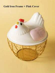 1pc Home Kitchen Egg Basket Plastic Lid Storage Basket Vegetable Iron Storage Basket Storage Basket Water Fruit Basket Vegetable Basket Metal Basket - Multicolor - View 33