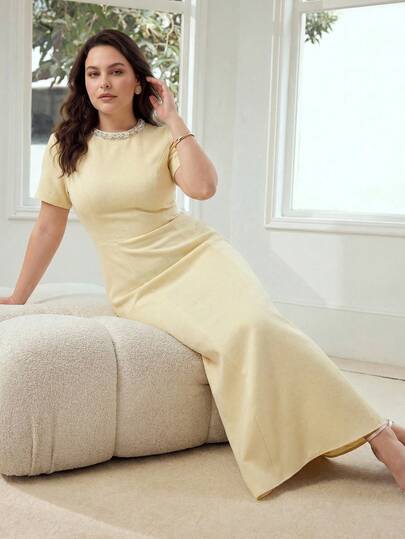 MOTF PREMIUM VESTIDO DE SIRENA PARA MUJER TALLA GRANDE, PRIMAVERA/VERANO