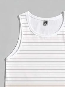 VIVINTIMO Men's White & Coffee Color Block Striped Ombre Tank Top, Suitable For Casual Daily Wear, Island Vacation, Holiday - Multicolor - View 4
