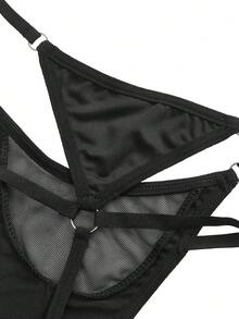 AltBold Women's Solid Color Mesh Patchwork Casual Everyday Briefs Black Summer - Black - View 3