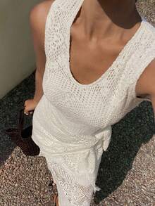 DAZY 夏季休闲度假风三角围巾长裙两件套女装 - 米色 - 查看 6