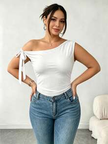 Elenzga Bộ 3 áo thun nữ dáng casual màu trơn, vai lệch, thoải mái. - Nhiều màu - Xem 3