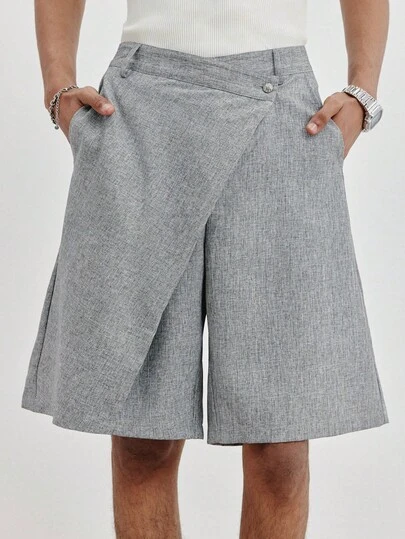 TOKVUE Men's Fashionable Versatile Wide-Leg Casual Pants,Wide Leg Grey Pants,Baggy Grey Pants With Seam Front Pleated,Grey Trousers,Loose Grey Pants