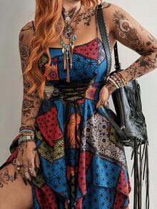 Whyspr Đầm maxi không tay hai dây dáng rộng dành cho nữ, kiểu dáng cổ điển Trung Hoa, phong cách hippie Y2K với họa tiết hoa rách, đầm maxi dáng rộng ôm eo kiểu Bohemian, đầm maxi thanh lịch in họa tiết dân gian cổ điển nhiều màu sắc, thích hợp cho hẹn hò, đi chơi, đi làm, kỳ nghỉ, tiệc tùng, Halloween, phong cách đồng quê. - Nhiều màu - Xem 7