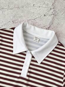 Đầm ôm dáng cổ polo kẻ sọc xanh trắng kiểu dáng thường ngày dành cho nữ sinh tuổi teen - Nhiều màu - Xem 4