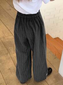 Dazy Kids Plus Size Girls' Loose Striped Straight Leg Casual Pants - Dark Grey - View 6