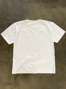 Glimmora Men's Loose Fit Short Sleeve T-Shirt, Cat Graphic Design, Casual Minimalist Style, Suitable For Commuting, Outdoor Activities In Summer - White - View 2