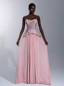 Elitara Đầm maxi dáng chữ A xòe rộng, sang trọng, thanh lịch với ren thêu và đính sequin, chất liệu lưới dệt co giãn, thiết kế bất đối xứng, độc đáo và gợi cảm (kèm dây đeo cổ có thể tháo rời), thích hợp cho các buổi hẹn hò, kỳ nghỉ, đi biển, tiệc độc thân, đám cưới, lễ tốt nghiệp, lễ hội âm nhạc, đầm dạ hội dành cho nữ. - Bụi hồng - Xem 7