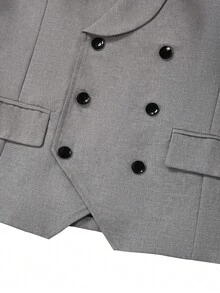 Manfinity Bizformal Chaleco casual gris de negocios para hombre, primavera/verano - Gris - Ver 5