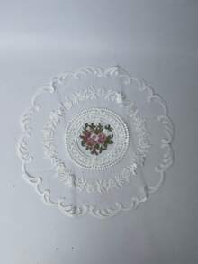 1 pieza/4 piezas Tapete de mesa de poliéster, decoración bordada para mesa de comedor, aislamiento térmico, anti-arañazos, anti-polvo, adecuado para bodas, fiestas, regalos, cumpleaños, Navidad - Beis - Ver 13