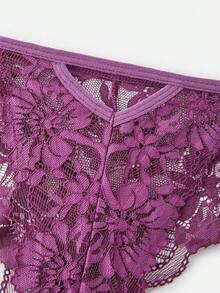 Bella Beso 4pcs/Pack Sexy Low Waist Seamless Floral Lace Thong Panties | Soft, Breathable, Suitable For Yoga, Daily Wear, Hollow Out Low Waist Briefs - Multicolor - View 12