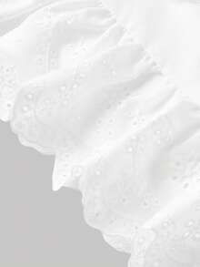SHEIN MOD Chân váy nữ hai lớp xếp ly, cạp chun, chất liệu cotton. - trắng - Xem 4