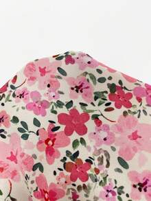 Elaquor Vestido elegante de manga corta con estampado floral para mujer de talla grande - Multicolor - Ver 7