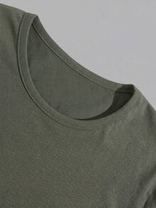 EURMUSE Conjunto de pijama de camiseta con estampado de logo pequeño y pantalón a cuadros de algodón cómodo y casual para hombres - Verde militar - Ver 6