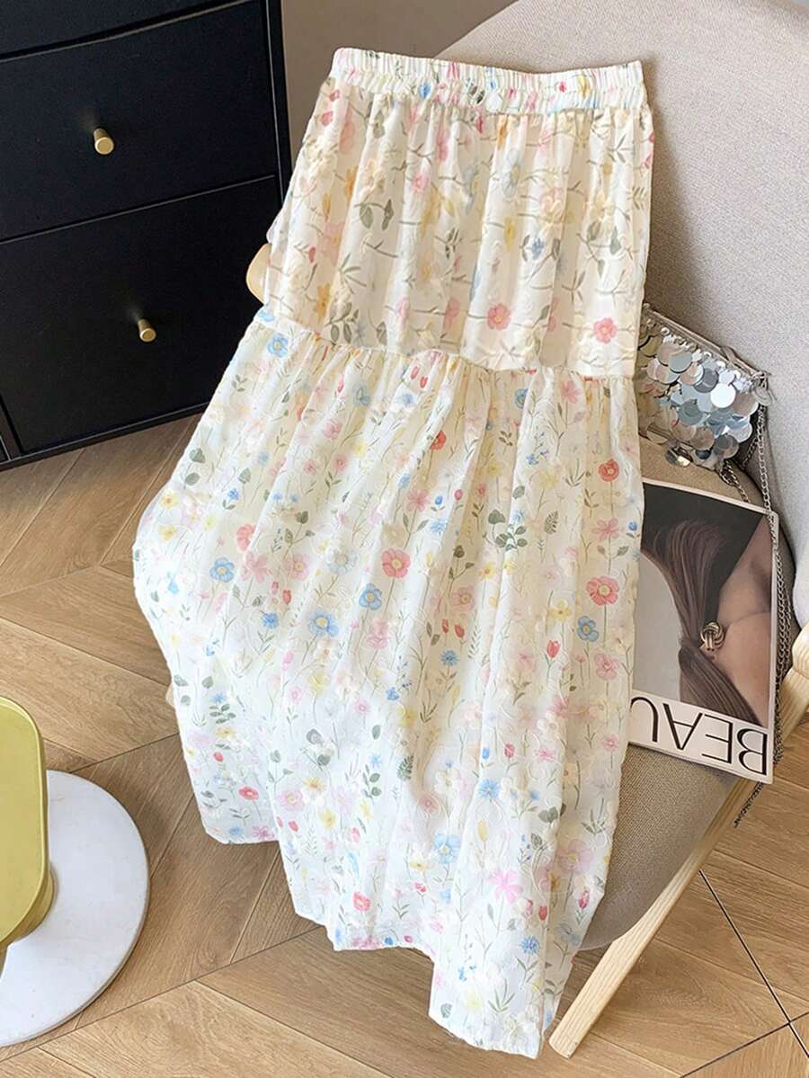 Qadelle 女士弹力腰带印花休闲百搭约会/旅行半身裙 - 彩色 - 查看 1
