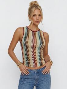 Avantive Women's Casual Striped Tank Top, Summer - Multicolor - View 5