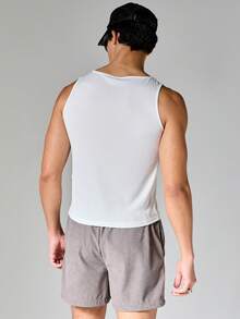 SUMWON Camiseta sin mangas acanalada informal, ligera y transpirable de cuello redondo, un básico esencial para el armario de verano - Blanco - Ver 5