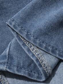 DAZY Áo croptop nữ màu xanh dương, kiểu dáng thời trang dự tiệc/lễ hội âm nhạc/kỳ nghỉ biển, thiết kế buộc dây phía trước, chất liệu denim. - Rửa nhẹ - Xem 3