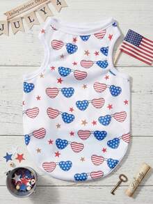 PETSIN 1 Independence Day Star Stripe National Flag Printed Pet Tank Top - Multicolor - View 4