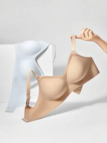 LUVLETTE Bra Tanpa Kawat Tanpa Jahitan dengan Dukungan Samping, Bra Santai, Bralette Tanpa Terlihat, Bernapas, Nyaman, untuk Olahraga, Lengket, Dasar, Warna Kulit, Tak Terlihat, Ukuran Bebas - Merah tua - View 8