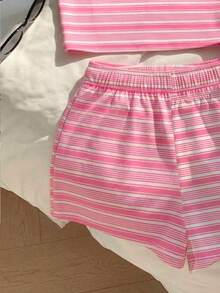 Comfortcana Bộ đồ hai mảnh kẻ sọc hồng trắng dành cho nữ - Phong cách Y2K dễ thương, dịu dàng và thanh lịch, hoàn hảo cho kỳ nghỉ, mùa tốt nghiệp, áo hè, hẹn hò, tụ họp, tiệc tùng, đám cưới, bãi biển. - Nhiều màu - Xem 4