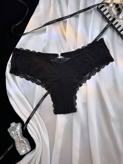 1 pieza Bragas de mujer de talla grande, sexy y de moda, con parches de encaje