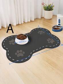 1PC Multi Size Multi Style Cartoon Pet Feeding Mat Super Absorbent Quick Drying Bottom Non Slip Pattern Design Cute Bone Shape Dog Paw Print Mat Neat Edge Skin Friendly Material For Cat Dog Bowl Water Spill Catcher Daily Use Must Have - Multicolor - View 7