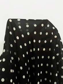 Linhara Plus Size Fashionable Ruffled Polka Dot Chiffon Long Sleeve Casual Shirt, Brown, Suitable For Summer Leisure & Holiday - Black - View 4
