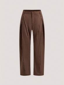 GENTILAND 2pcs Men's Woven Casual Loose Fit Long Sleeve Jacket And Straight Leg Pants Set - Brown - View 13