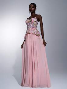 Elitara Đầm maxi dáng chữ A xòe rộng, sang trọng, thanh lịch với ren thêu và đính sequin, chất liệu lưới dệt co giãn, thiết kế bất đối xứng, độc đáo và gợi cảm (kèm dây đeo cổ có thể tháo rời), thích hợp cho các buổi hẹn hò, kỳ nghỉ, đi biển, tiệc độc thân, đám cưới, lễ tốt nghiệp, lễ hội âm nhạc, đầm dạ hội dành cho nữ. - Bụi hồng - Xem 6
