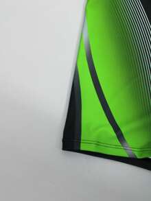 ZELFYO Men's Summer Fashion Contrast Color Drawstring Waist Swim Trunks, Holiday - Green - View 5