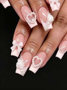 1 صندوق مزيج من فراشات الزينة الوردية لفن الأظافر، مجموعة من الراين ستون والخرز على شكل قلب ثلاثي الأبعاد، اكسسوارات DIY للمناكير لحفلة عيد الحب والزينة الحلوة للأظافر - متعدد الألوان - مشاهدة 5