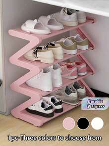 1 buah Rak Sepatu Empat Tingkat Berbentuk Z, Kotak Penyimpanan Individual Plastik, Desain Berbentuk Lengkung, Rak Sepatu Multifungsi, Rak Sepatu Berdiri di Lantai yang Mudah Dirakit, Tidak Membutuhkan Alat, Desain Ringkas, Cocok untuk Ruang Tamu atau Asrama, Dapat Ditumpuk dan Hemat Ruang, Kotak Sepatu, Rak Sepatu Tegak - MultiWarna - View 1