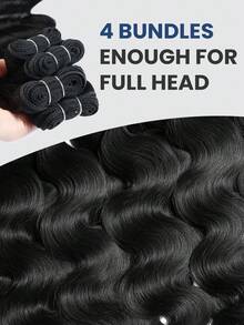 Tóc giả bện kiểu sóng thân (Body Wave) dài 18, 20, 22, 24 inch, 100% tóc thật nguyên chất chưa qua xử lý từ Brazil, 4 bó tóc nối nhanh cho nữ, màu đen tự nhiên. - Natural Black - Xem 7