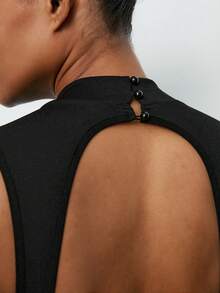 Levarali Plus Size Women's Sleeveless Backless Jumpsuit, Suitable For Summer Fitness, Workout, Yoga - Black - View 3