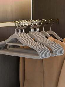 10 Sets Of New Flocking Coat Rack Sets, Home Wardrobe Classification Coat Racks, Anti-Slip And Non-Traceless Two-In-One Coat Rack Brackets For Wardrobes, With Brackets For Hanging Tops, Skirts Or Pants, Saving Space, The Plush Surface Effectively Protects Clothes From Slipping, Strong Load-Bearing Capacity, Suitable For Classifying Clothes In Family Bedrooms, And Can Also Be Used For Drying Clothes. - Multicolor - View 5