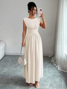 Women Midi Dresses - 杏色 - 查看 6