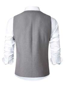 Manfinity Bizformal Chaleco casual gris de negocios para hombre, primavera/verano - Gris - Ver 2