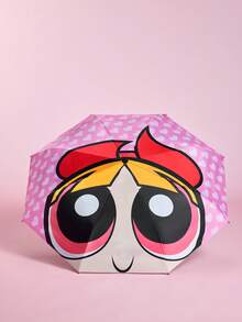 THE POWERPUFF GIRLS X SHEIN 1把印有logo的雨伞，UPF 50+防紫外线，适用于学校、工作、户外和日常使用，专为大学生、高中生、男士和女士设计，附赠烧毁之书 - 粉色 - 查看 4