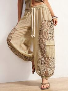 Bohemela Women's Casual Woven Patchwork Loose Pants - Multicolor - View 2