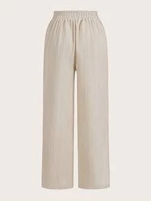 SHEIN Tall CURVE 大码休闲宽松直筒裤 - 彩色 - 查看 10
