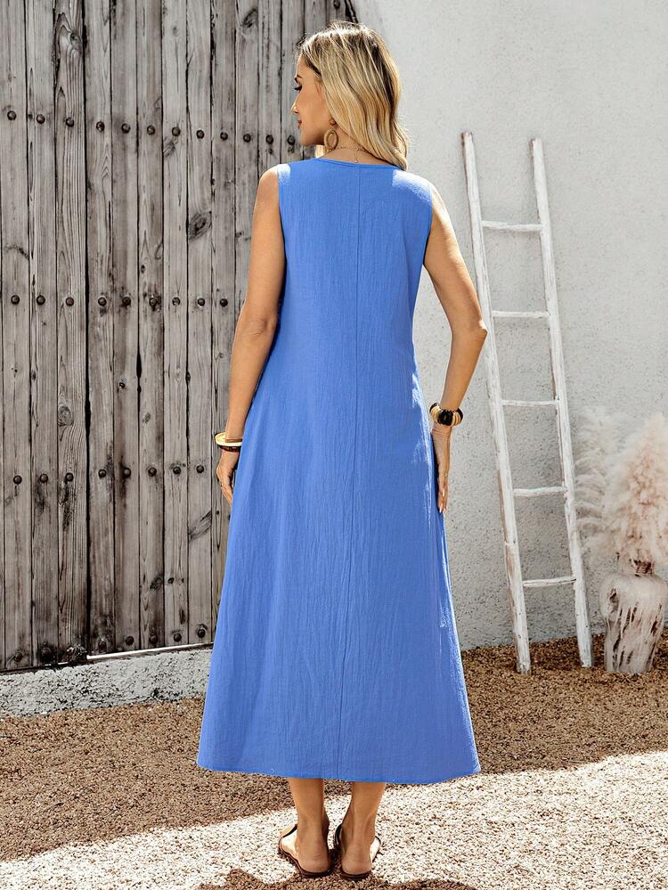 Women's Casual Sleeveless Solid Color Dress
