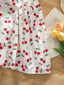 SHEIN Đầm suông không tay in hình quả anh đào cho bé gái - Nhiều màu - Xem 6