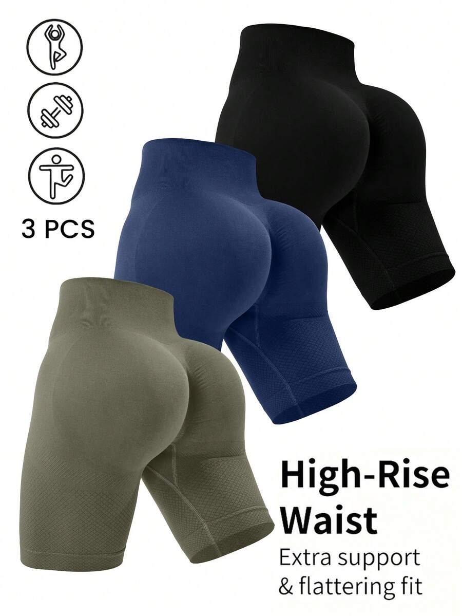 Easithlete Easithlete 女士纯色高腰休闲健身短裤 - 彩色 - 查看 1