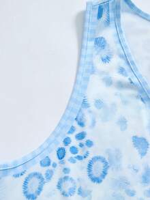 Rusticease Plus Size Summer Casual Leopard Floral Print Tank Top Country Style For Women Vacation Outfits Holiday Formal Light Blue - Blue - View 3