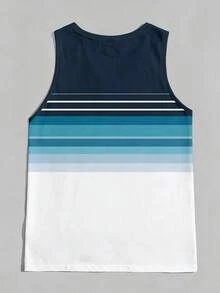 VIVINTIMO Áo tank top nam cổ điển kẻ sọc xanh dương, thích hợp mặc hàng ngày hoặc đi nghỉ mát. - Nhiều màu - Xem 4
