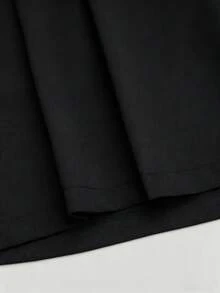 GlowEve CURVE Plus Size Pleated Casual Wide Leg Shorts - Black - View 4