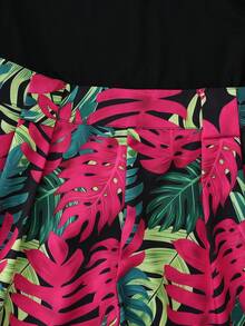 EMERY ROSE Summer New Casual Sexy Plus Size 2-Piece Set Ladies Holiday Set With One Shoulder Pleated Top And Black Elastic Waist Printed Shorts Beach Vacation - Hot Pink - View 4