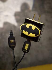 BATMAN X SHEIN 数据线保护套，兼容充电器，3件套手机数据线保护套，充电器保护套（不含数据线） - 黑色 - 查看 2